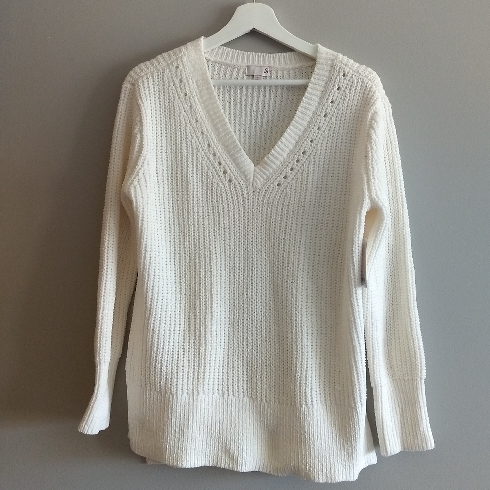 Matte Chenille V Neck Pullover Sweater